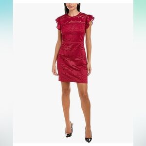 Trina Turk Mai Tai Ruffle Sleeve Lace Dress